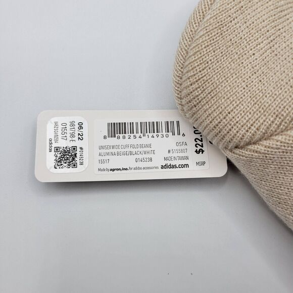Adidas Mens Womens Aeroready Beanie Alumina Beige Wide Cuff Fold One Size - Picture 7 of 8